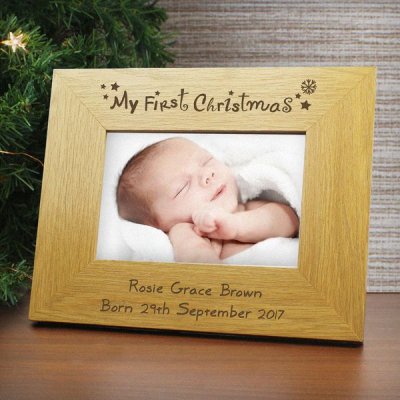 (image for) Personalised My First Christmas 6x4 Wooden Photo Frame