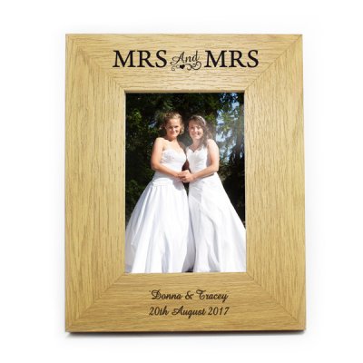 (image for) Personalised 6x4 Mrs & Mrs Wooden Photo Frame