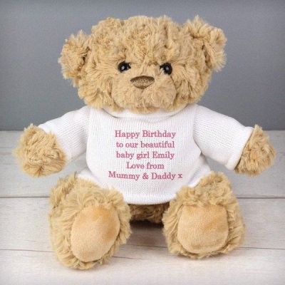 (image for) Personalised Pink Teddy Message Bear