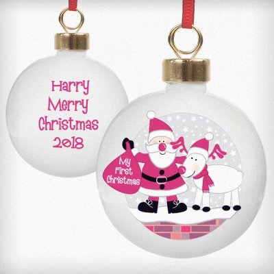 (image for) Personalised Rooftop Santa First Christmas Bauble