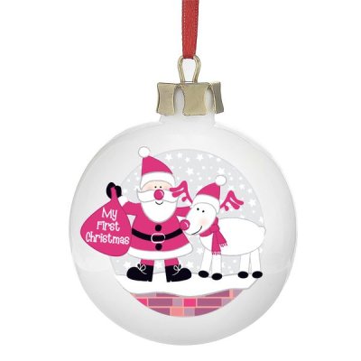 (image for) Personalised Rooftop Santa First Christmas Bauble