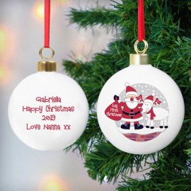 (image for) Personalised Rooftop Santa First Christmas Bauble