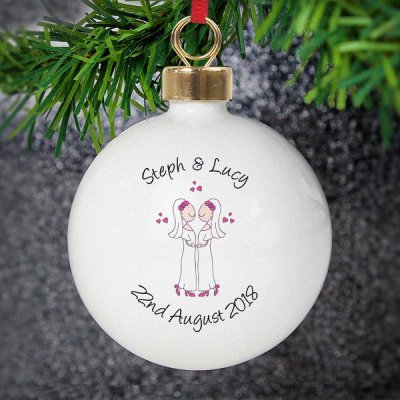 (image for) Personalised Female Wedding & Civil Partnership Bauble