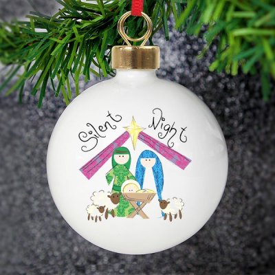 (image for) Personalised Nativity Silent Night Bauble