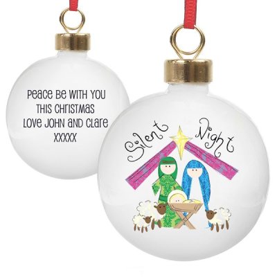 (image for) Personalised Nativity Silent Night Bauble