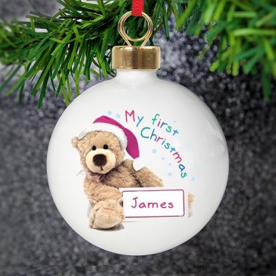 (image for) Personalised Teddy 1st Christmas Bauble