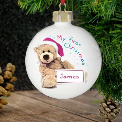 (image for) Personalised Teddy 1st Christmas Bauble