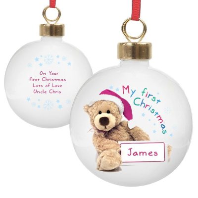 (image for) Personalised Teddy 1st Christmas Bauble