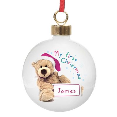 (image for) Personalised Teddy 1st Christmas Bauble