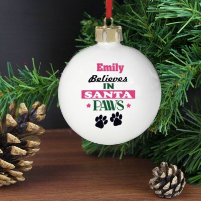 (image for) Personalised Santa Paws Bauble