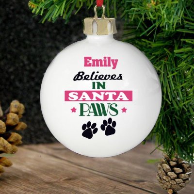 (image for) Personalised Santa Paws Bauble