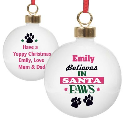 (image for) Personalised Santa Paws Bauble