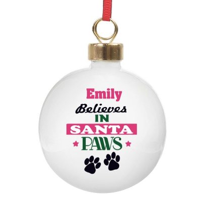 (image for) Personalised Santa Paws Bauble