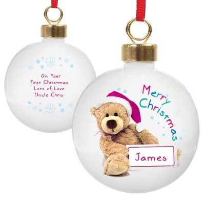 (image for) Personalised Teddy Christmas Bauble