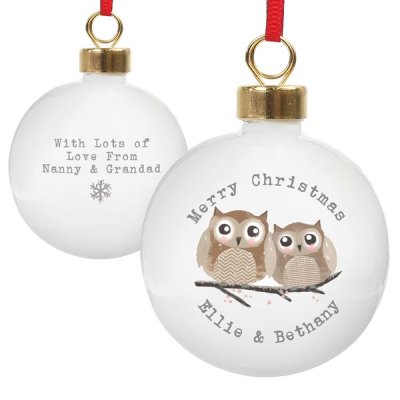 (image for) Personalised Woodland Owl Bauble