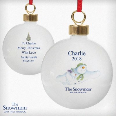 (image for) Personalised The Snowman and the Snowdog Flying Bauble