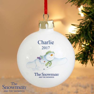 (image for) Personalised The Snowman and the Snowdog Flying Bauble