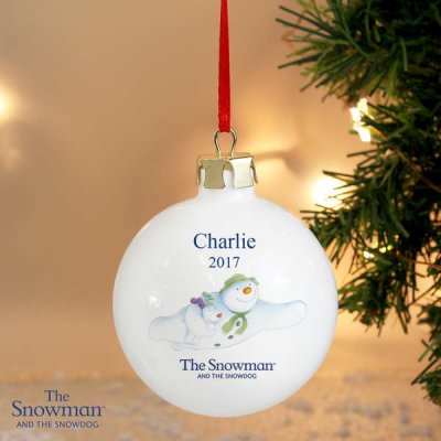 (image for) Personalised The Snowman and the Snowdog Flying Bauble