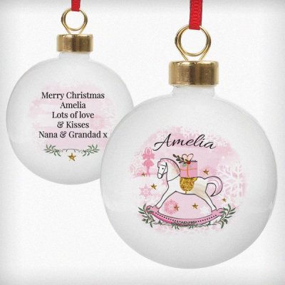 (image for) Personalised Pink Rocking Horse Bauble