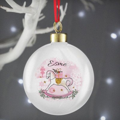 (image for) Personalised Pink Rocking Horse Bauble