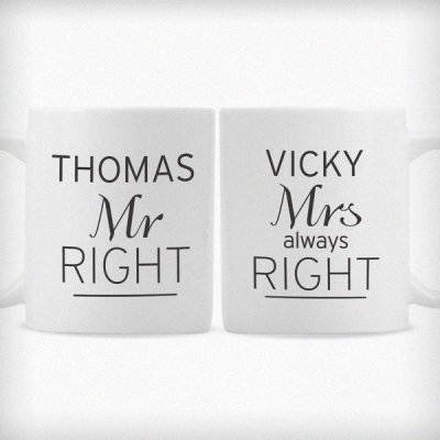 (image for) Personalised Classic Mr Right/Mrs Always Right Mug Set