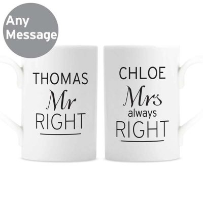 (image for) Personalised Classic Mr Right/Mrs Always Right Mug Set