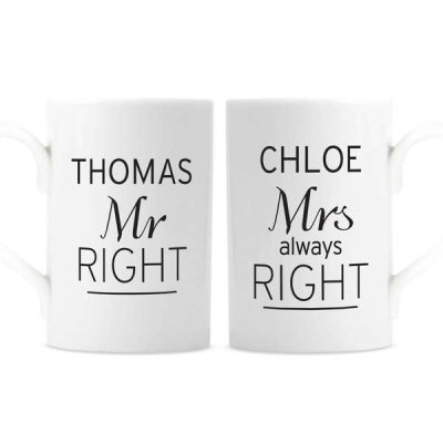 (image for) Personalised Classic Mr Right/Mrs Always Right Mug Set