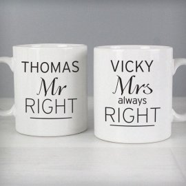 (image for) Personalised Classic Mr Right/Mrs Always Right Mug Set