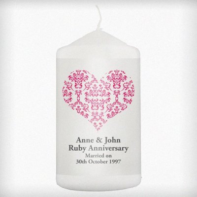 (image for) Personalised Ruby Damask Heart Candle