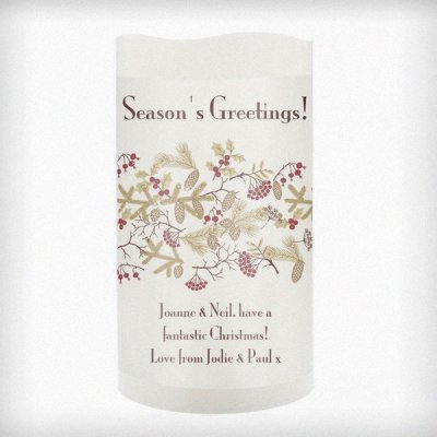 (image for) Personalised Christmas Floral LED Candle