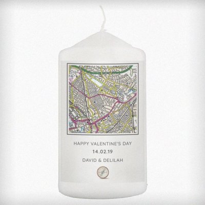 (image for) Personalised Present Day Map Compass Pillar Candle