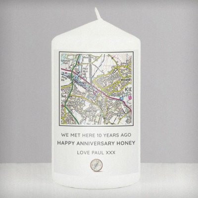 (image for) Personalised Present Day Map Compass Pillar Candle