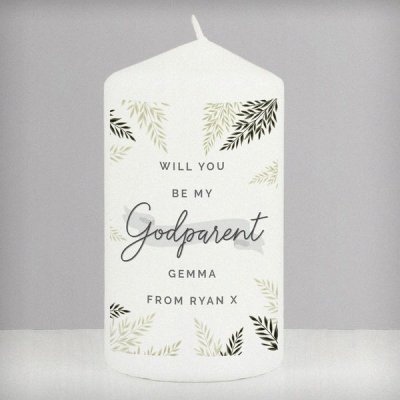 (image for) Personalised Godparent Pillar Candle