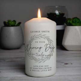 (image for) Personalised Truly Blessed Naming Day Pillar Candle