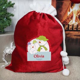 (image for) Personalised The Snowman and the Snowdog Luxury Pom Pom Sack