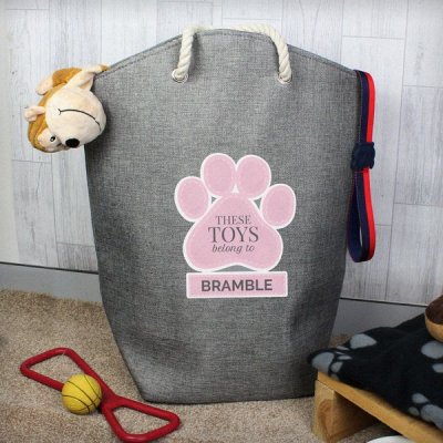 (image for) Personalised Pink Paw Print Storage Bag