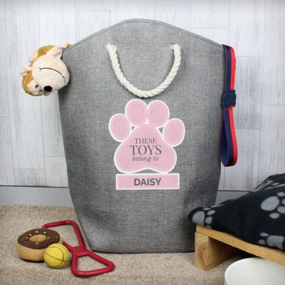 (image for) Personalised Pink Paw Print Storage Bag