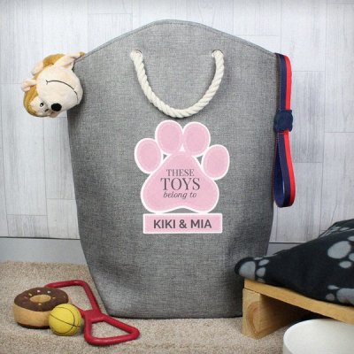 (image for) Personalised Pink Paw Print Storage Bag