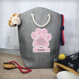 (image for) Personalised Pink Paw Print Storage Bag