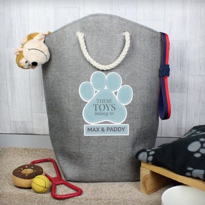 (image for) Personalised Blue Paw Print Storage Bag