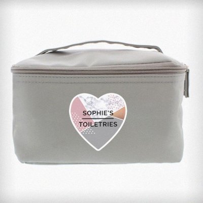 (image for) Personalised Geometric Grey Make Up Wash Bag