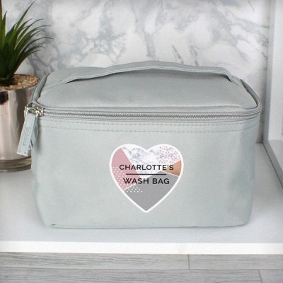 (image for) Personalised Geometric Grey Make Up Wash Bag