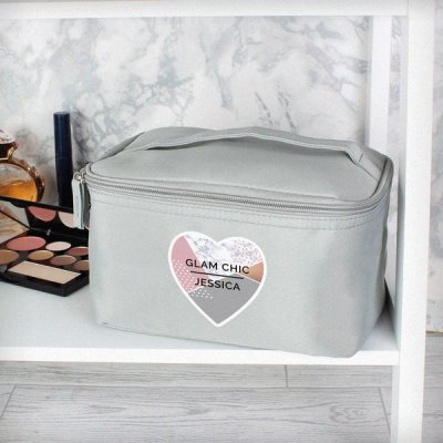 (image for) Personalised Geometric Grey Make Up Wash Bag