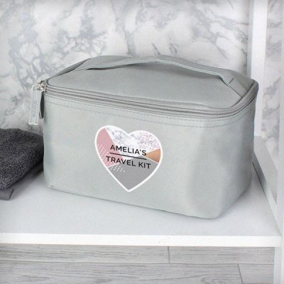 (image for) Personalised Geometric Grey Make Up Wash Bag