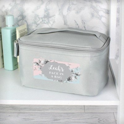 (image for) Personalised Floral Grey Make Up Wash Bag