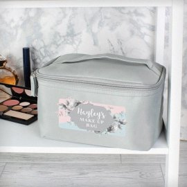 (image for) Personalised Floral Grey Make Up Wash Bag