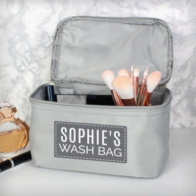 (image for) Personalised Classic Grey Make Up Wash Bag