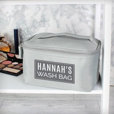 (image for) Personalised Classic Grey Make Up Wash Bag