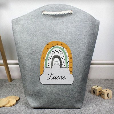 (image for) Personalised Mustard & Green Rainbow Storage Bag