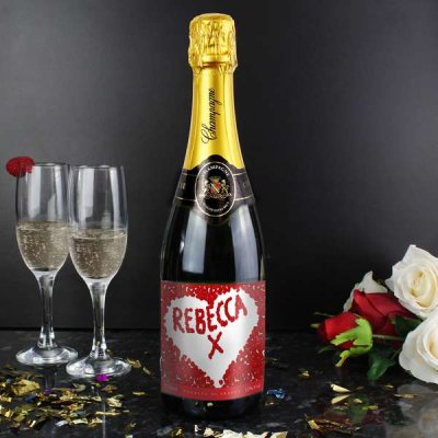 (image for) Personalised Rose Petal Champagne Bottle with Gift Box